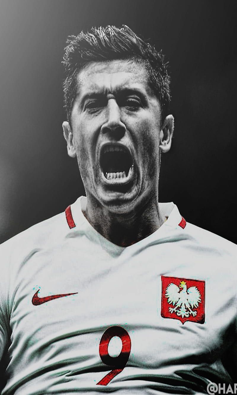 Robert Lewandowski, Polnische Nationalmannschaft, Polen, Schwarz-Weiß, Torschrei, iPhone-Hintergrundbild